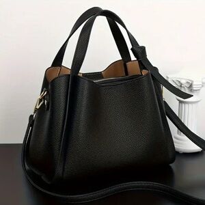 Elegant Black Faux Leather Handbag